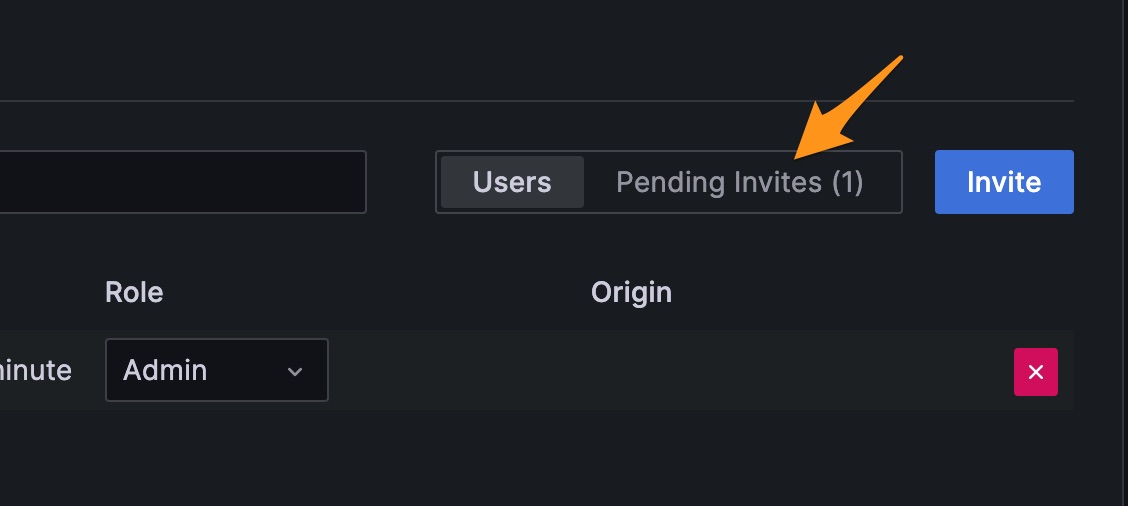 Select the ‘Pending Invites’ option from the ‘Organization users’ tab